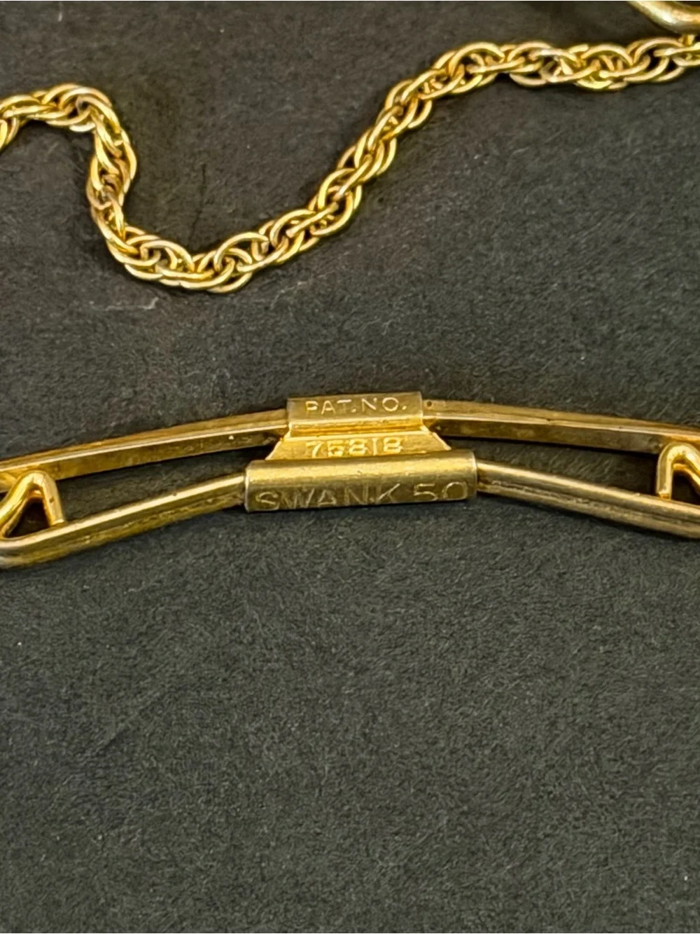 Vintage Swank Tie Bar Clip Gold Tone Chain Men's Jewelry Retro Dad Father Lot 2x